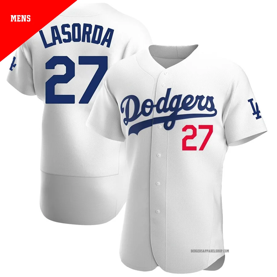 Men's Los Angeles Dodgers ＃27 Tommy Lasorda White Authentic Home Jersey
