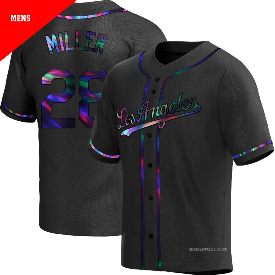Men's Los Angeles Dodgers ＃28 Bobby Miller Black Replica Holographic Alternate Jersey