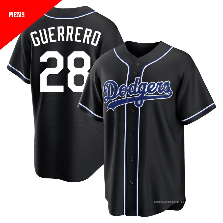 Men's Los Angeles Dodgers ＃28 Pedro Guerrero Black Replica Fashion Out Jersey
