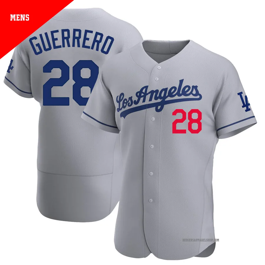 Men's Los Angeles Dodgers ＃28 Pedro Guerrero Gray Authentic Away Jersey