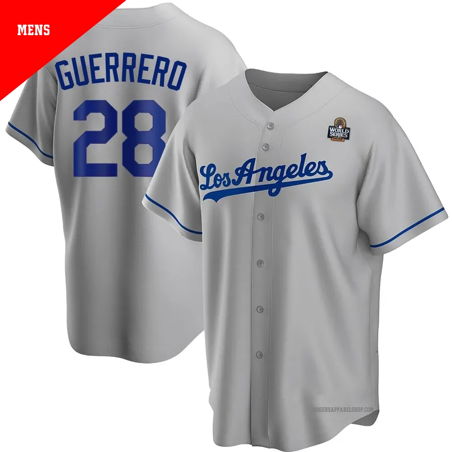 Men's Los Angeles Dodgers ＃28 Pedro Guerrero Gray Replica Road 2024 World Series Jersey