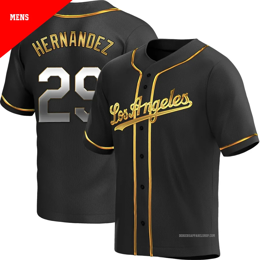 Men's Los Angeles Dodgers ＃29 Jonathan Hernandez Gold Replica Black en Alternate Jersey