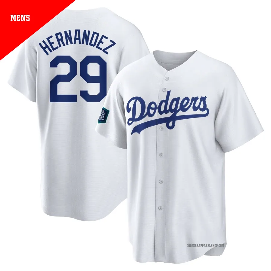 Men's Los Angeles Dodgers ＃29 Jonathan Hernandez White Replica 2024 World Tour Seoul Series Home Jersey