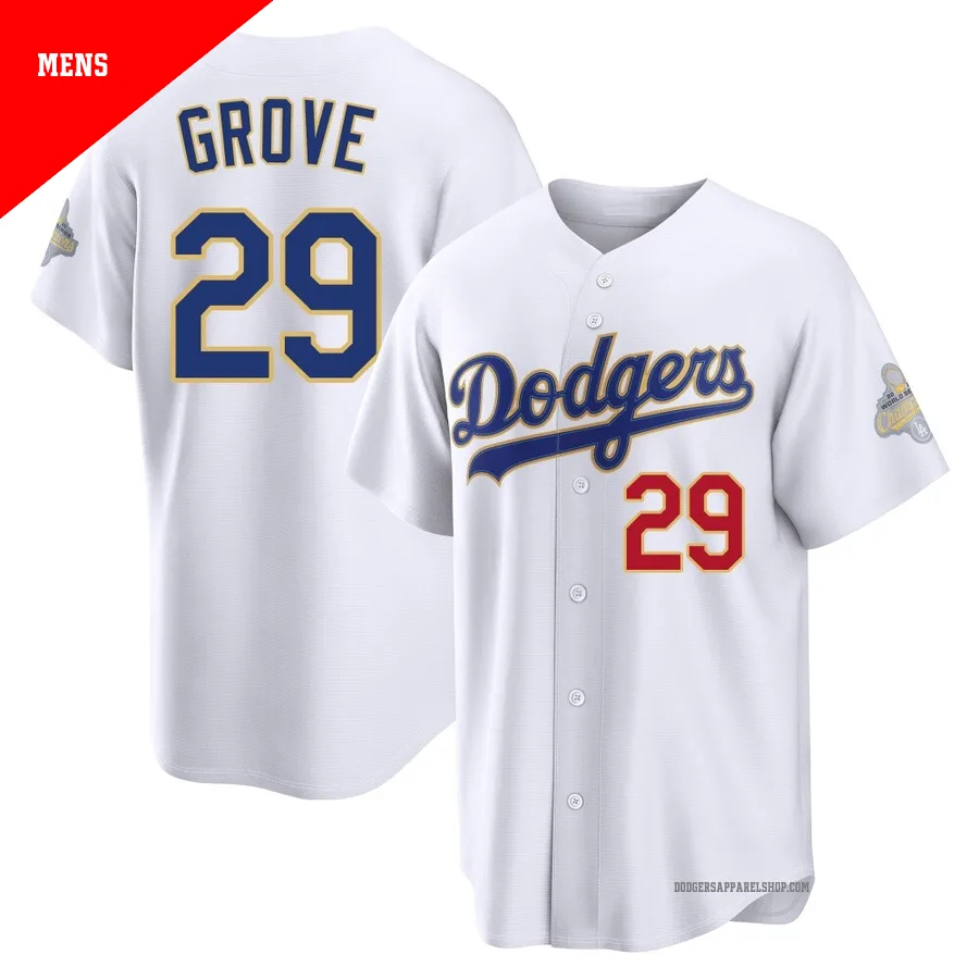 Men's Los Angeles Dodgers ＃29 Michael Grove Gold Limited White 2026 Collection Stadium Jersey