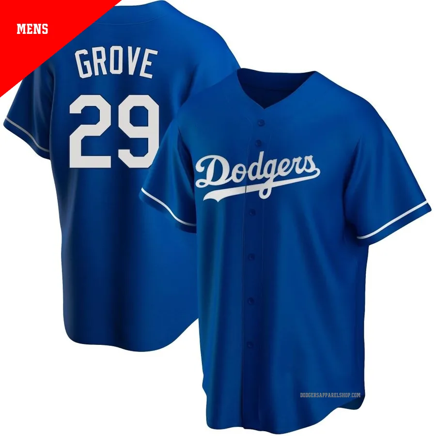 Men's Los Angeles Dodgers ＃29 Michael Grove Royal Replica Alternate Jersey