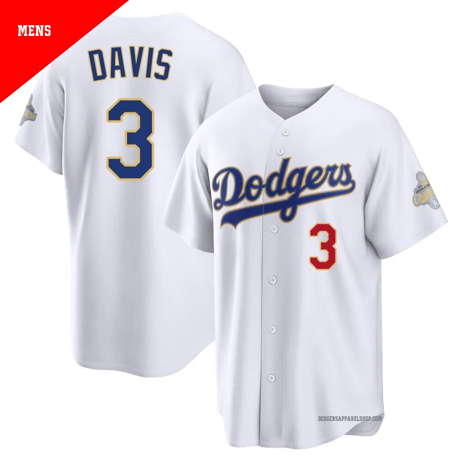 Men's Los Angeles Dodgers ＃3 Willie Davis Gold Limited White 2026 Collection Stadium Jersey