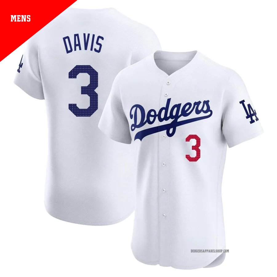 Men's Los Angeles Dodgers ＃3 Willie Davis White Elite Home Jersey