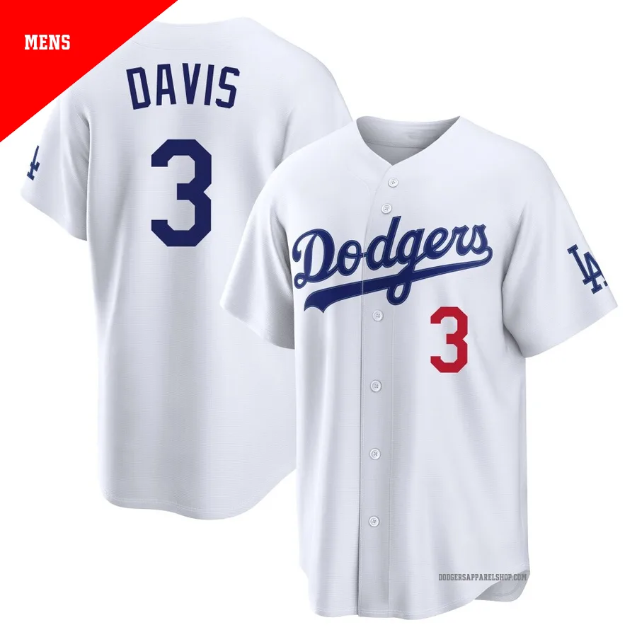 Men's Los Angeles Dodgers ＃3 Willie Davis White Limited Home Stadium Jersey