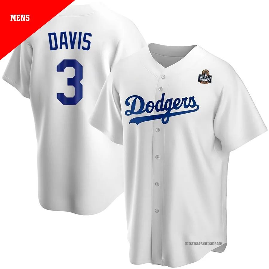 Men's Los Angeles Dodgers ＃3 Willie Davis White Replica Home 2024 World Series Jersey