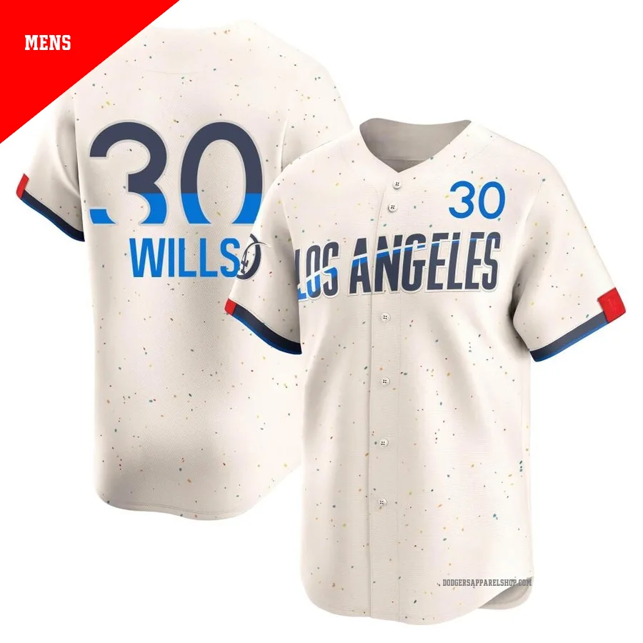 Men's Los Angeles Dodgers ＃30 Maury Wills Cream Limited 2024 City Connect Jersey