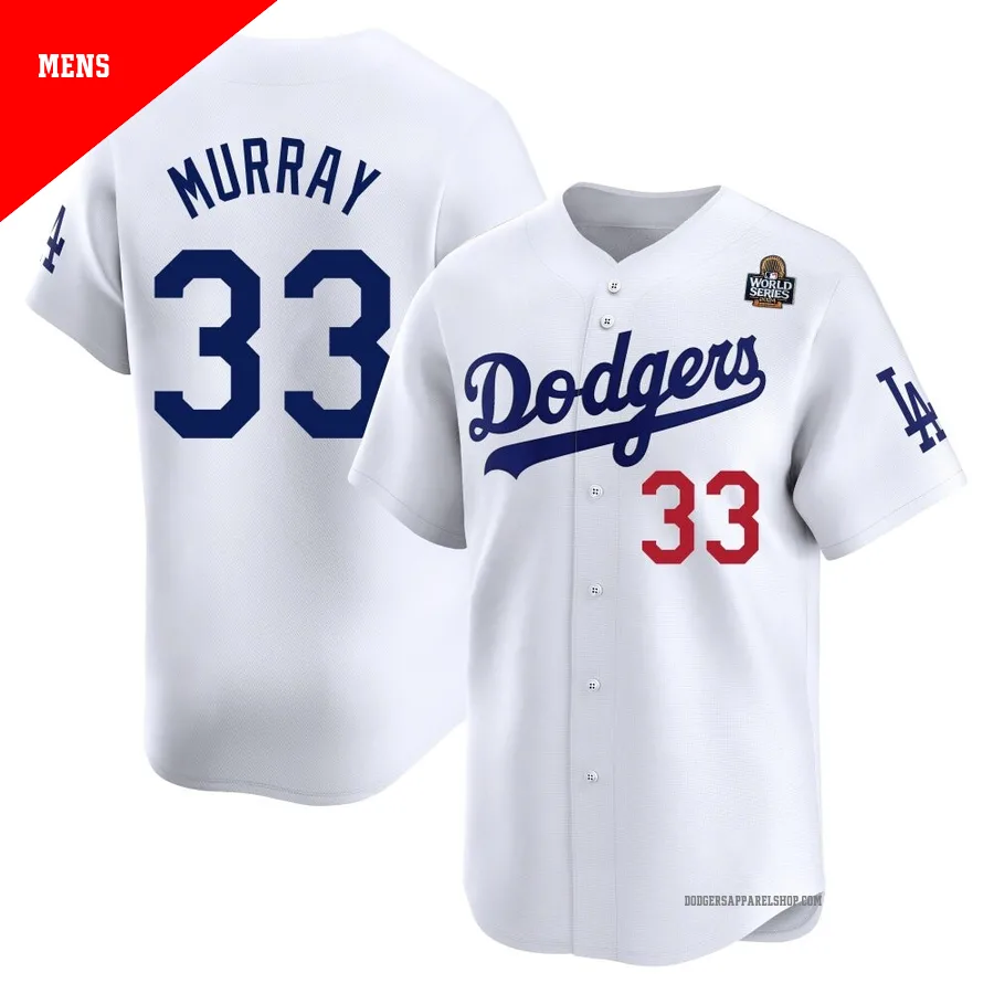 Men's Los Angeles Dodgers ＃33 Eddie Murray White Limited Home 2024 World Series Jersey