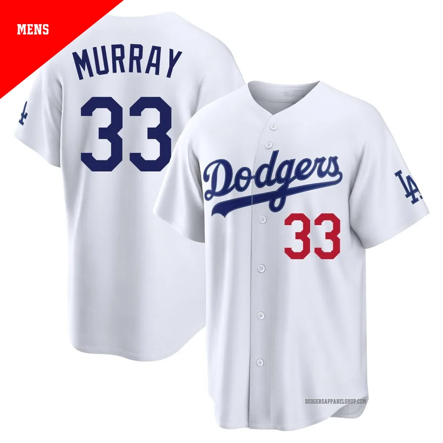 Men's Los Angeles Dodgers ＃33 Eddie Murray White Limited Home Stadium Jersey