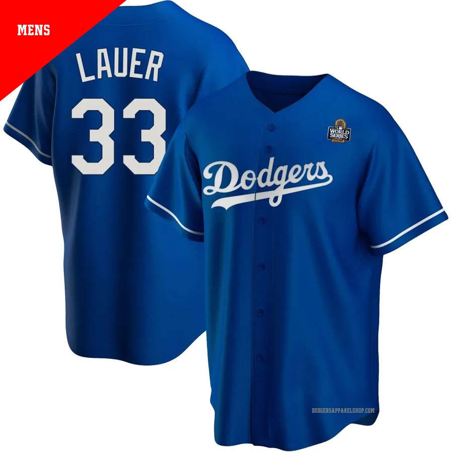 Men's Los Angeles Dodgers ＃33 Eric Lauer Royal Replica Alternate 2024 World Series Jersey