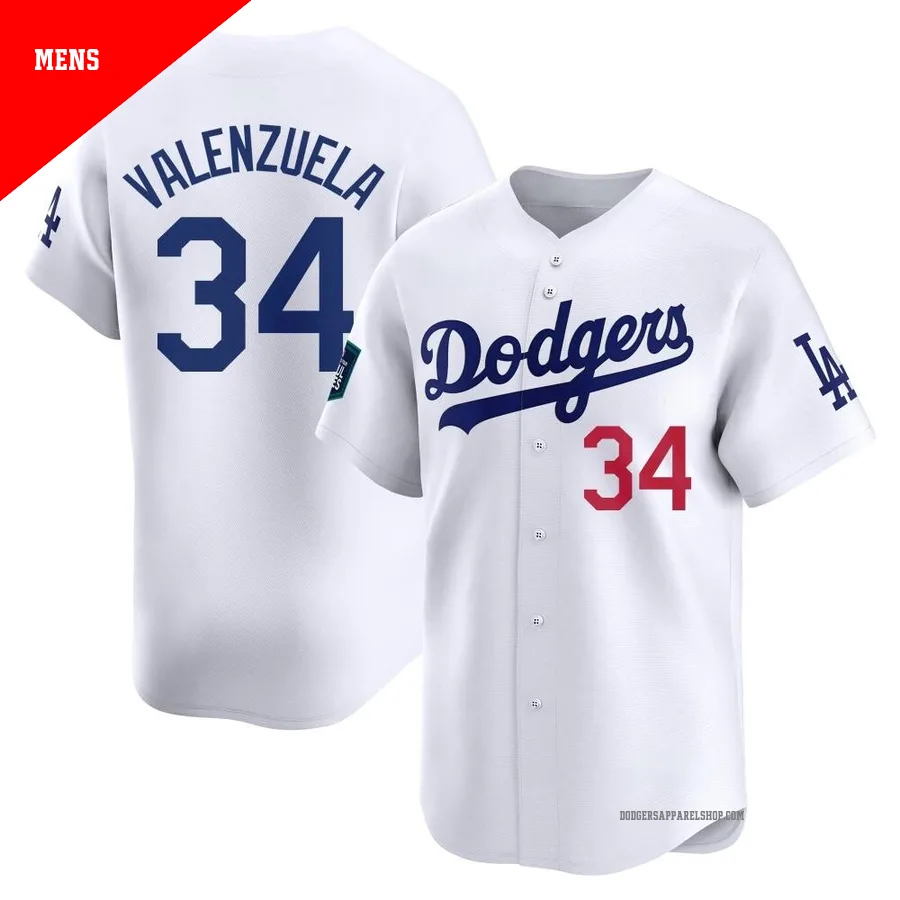 Men's Los Angeles Dodgers ＃34 Fernando Valenzuela White Limited 2024 World Tour Seoul Series Home Jersey