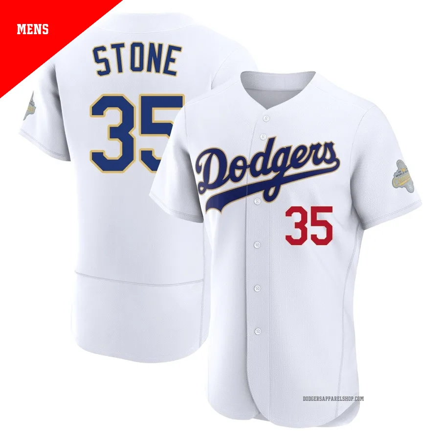Men's Los Angeles Dodgers ＃35 Gavin Stone Gold Authentic White 2026 Collection Jersey