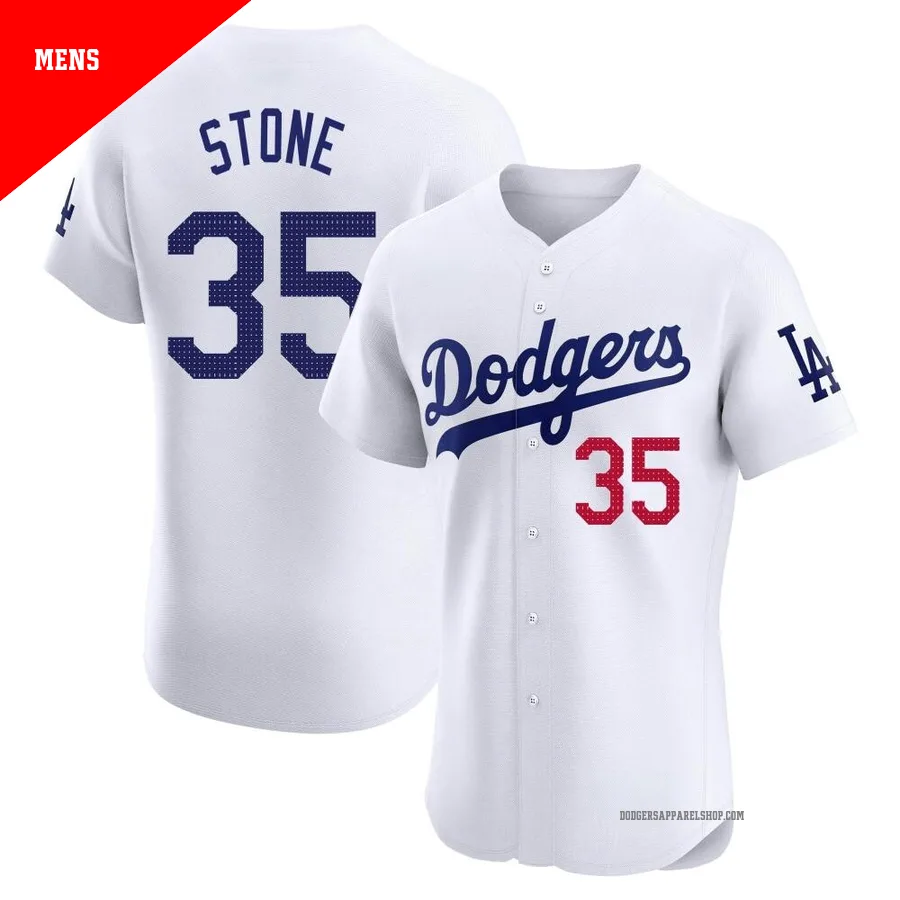 Men's Los Angeles Dodgers ＃35 Gavin Stone White Elite Home Jersey