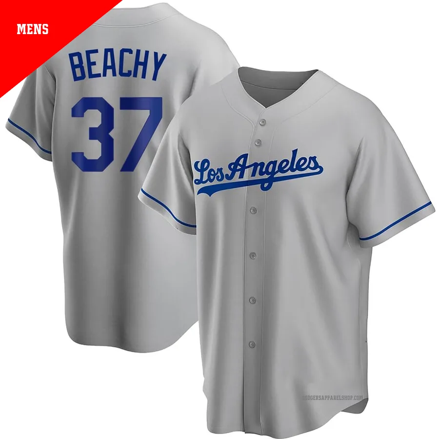 Men's Los Angeles Dodgers ＃37 Brandon Beachy Gray Replica Road Jersey