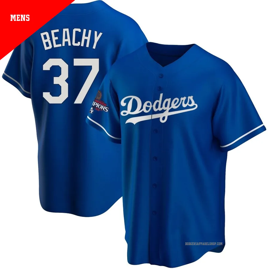 Men's Los Angeles Dodgers ＃37 Brandon Beachy Royal Replica Alternate 2024 World Series Champions Jersey