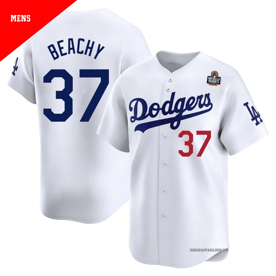 Men's Los Angeles Dodgers ＃37 Brandon Beachy White Limited Home 2024 World Series Jersey
