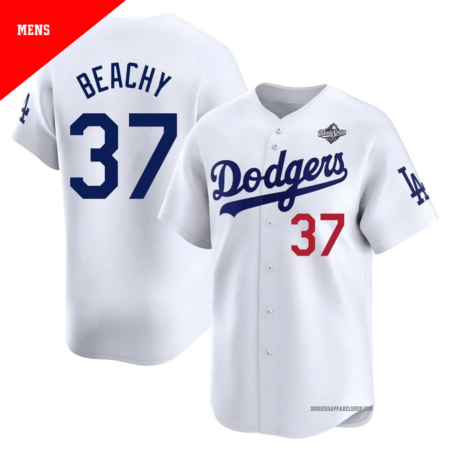 Men's Los Angeles Dodgers ＃37 Brandon Beachy White Limited Home 2025 World Series Jersey