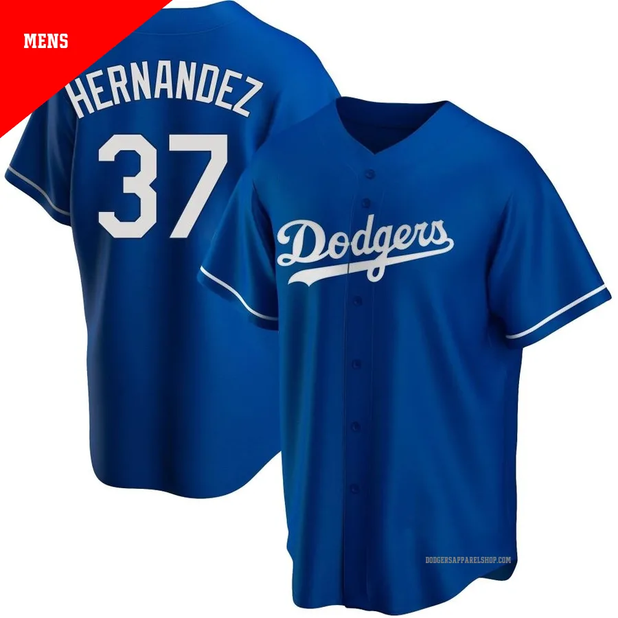 Men's Los Angeles Dodgers ＃37 Teoscar Hernandez Royal Replica Alternate Jersey