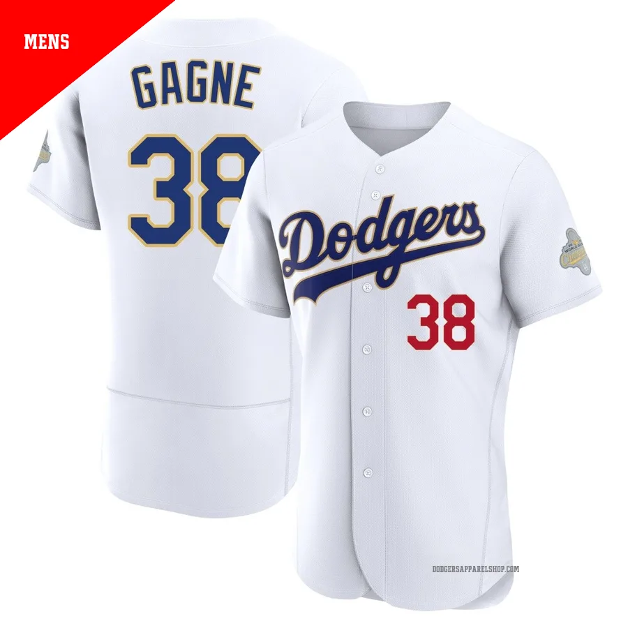 Men's Los Angeles Dodgers ＃38 Eric Gagne Gold Authentic White 2026 Collection Jersey