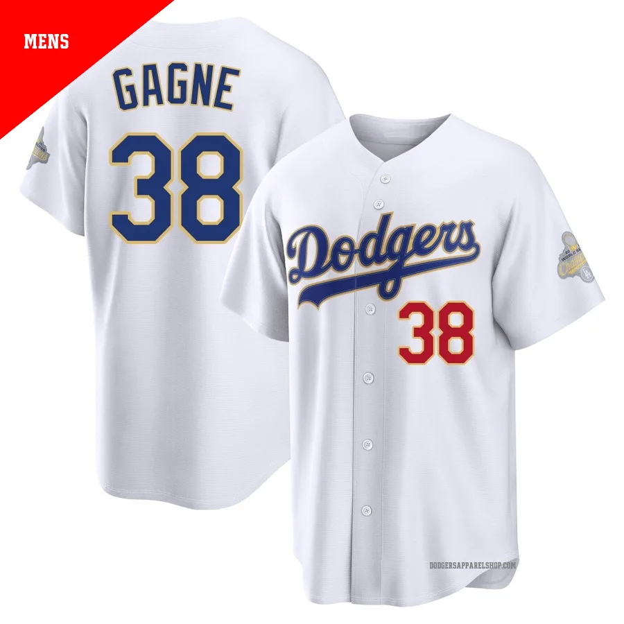 Men's Los Angeles Dodgers ＃38 Eric Gagne Gold Limited White 2026 Collection Stadium Jersey