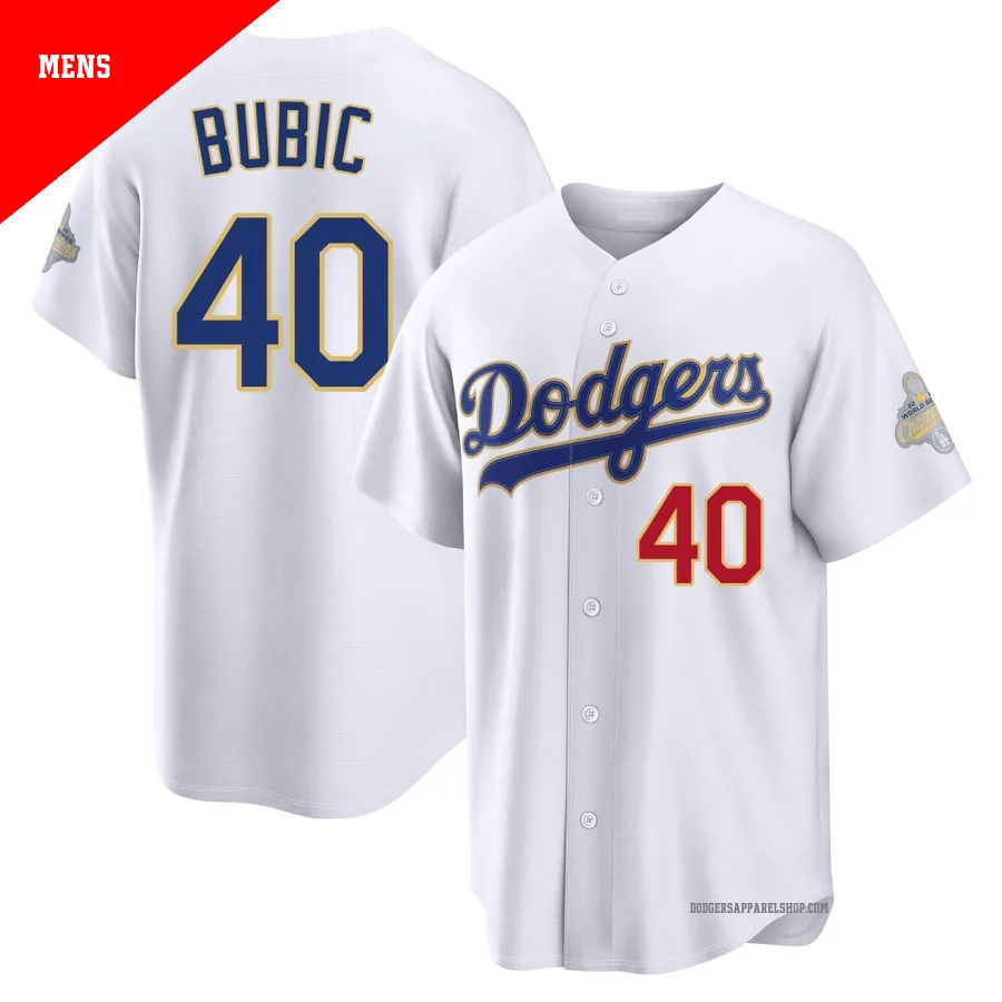 Men's Los Angeles Dodgers ＃40 Kris Bubic Gold Limited White 2026 Collection Stadium Jersey