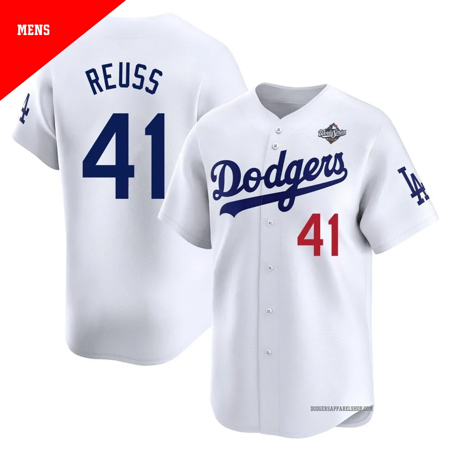 Men's Los Angeles Dodgers ＃41 Jerry Reuss White Limited Home 2025 World Series Jersey