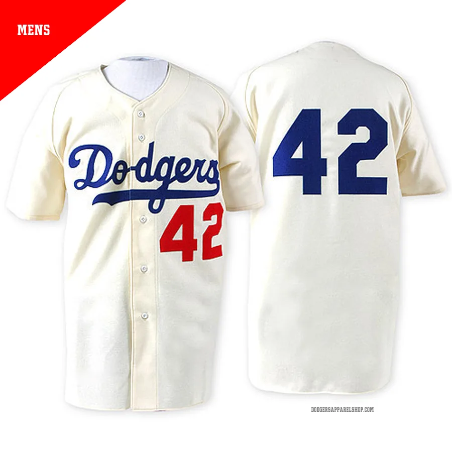 Men's Los Angeles Dodgers ＃42 Jackie Robinson White Replica 1955 Throwback Jersey