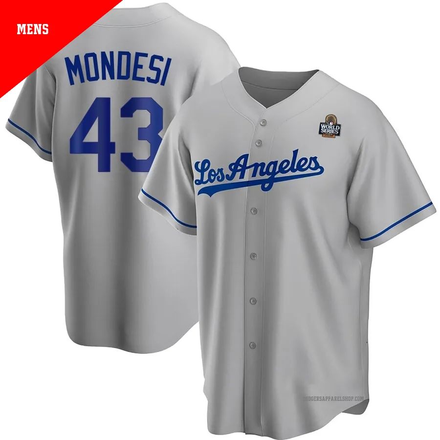 Men's Los Angeles Dodgers ＃43 Raul Mondesi Gray Replica Road 2024 World Series Jersey