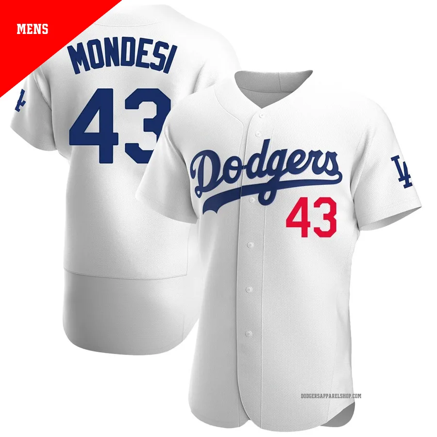 Men's Los Angeles Dodgers ＃43 Raul Mondesi White Authentic Home Jersey