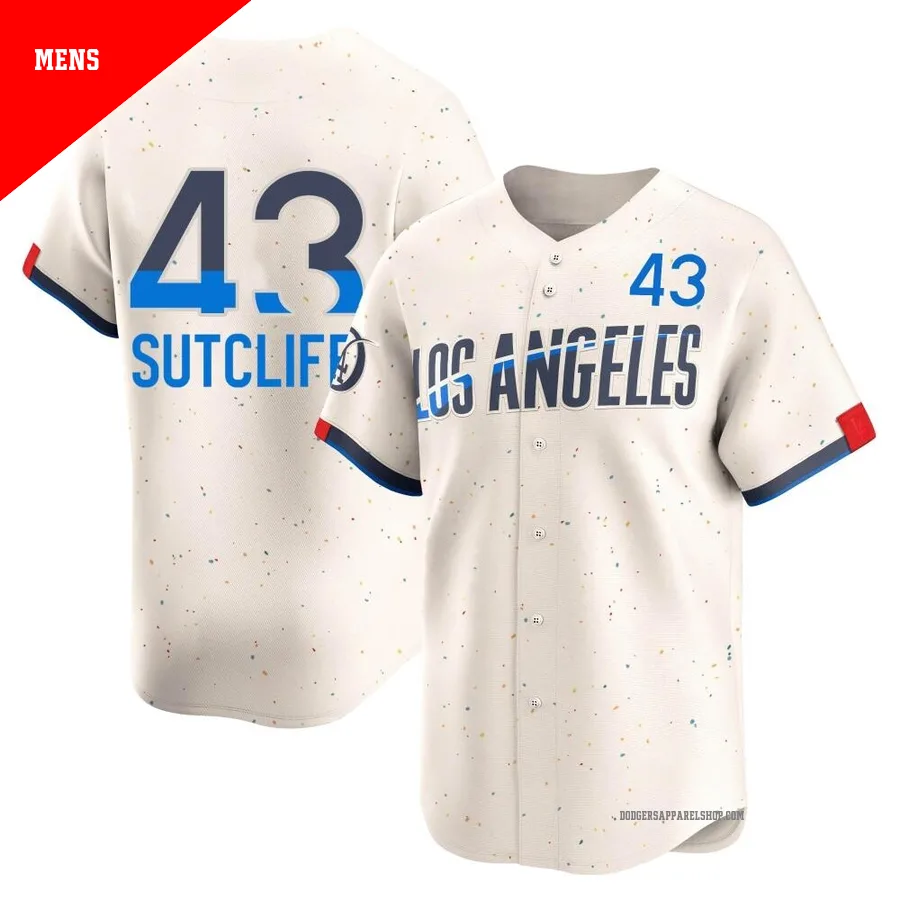 Men's Los Angeles Dodgers ＃43 Rick Sutcliffe Cream Limited 2024 City Connect Jersey