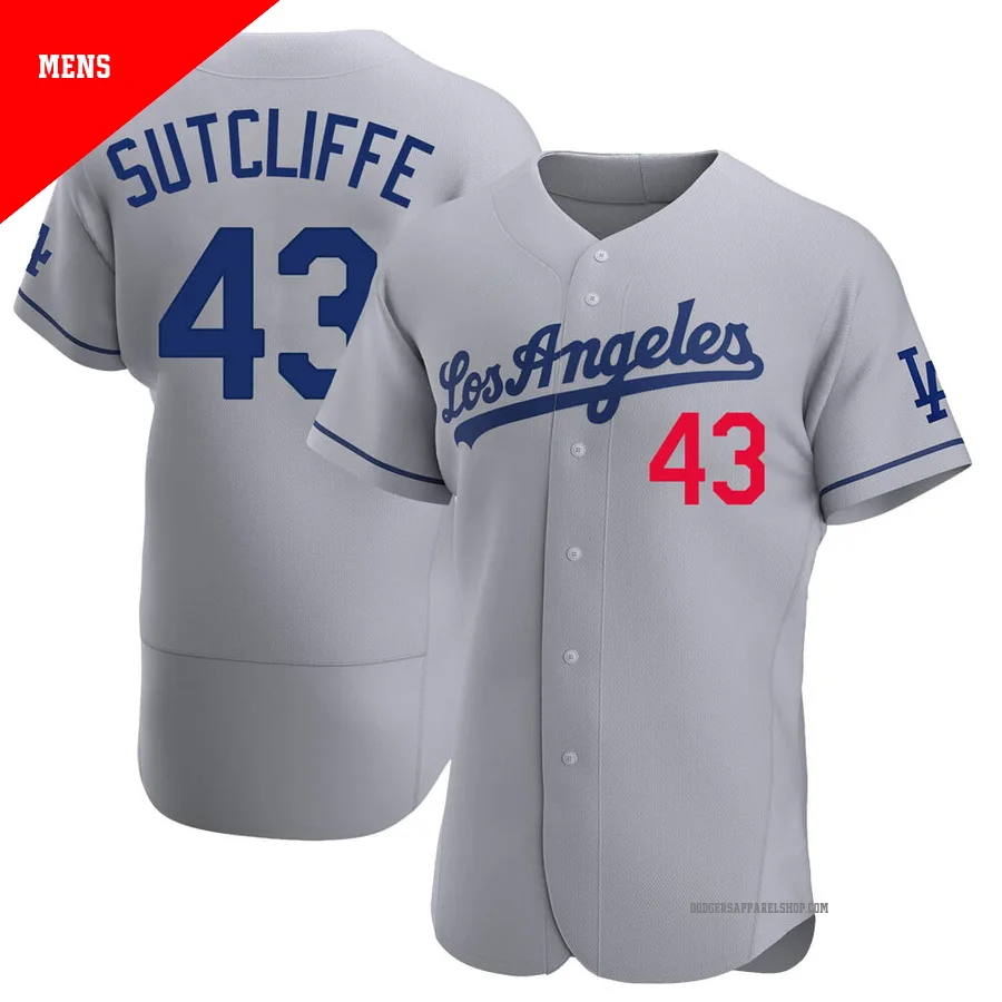 Men's Los Angeles Dodgers ＃43 Rick Sutcliffe Gray Authentic Away Jersey