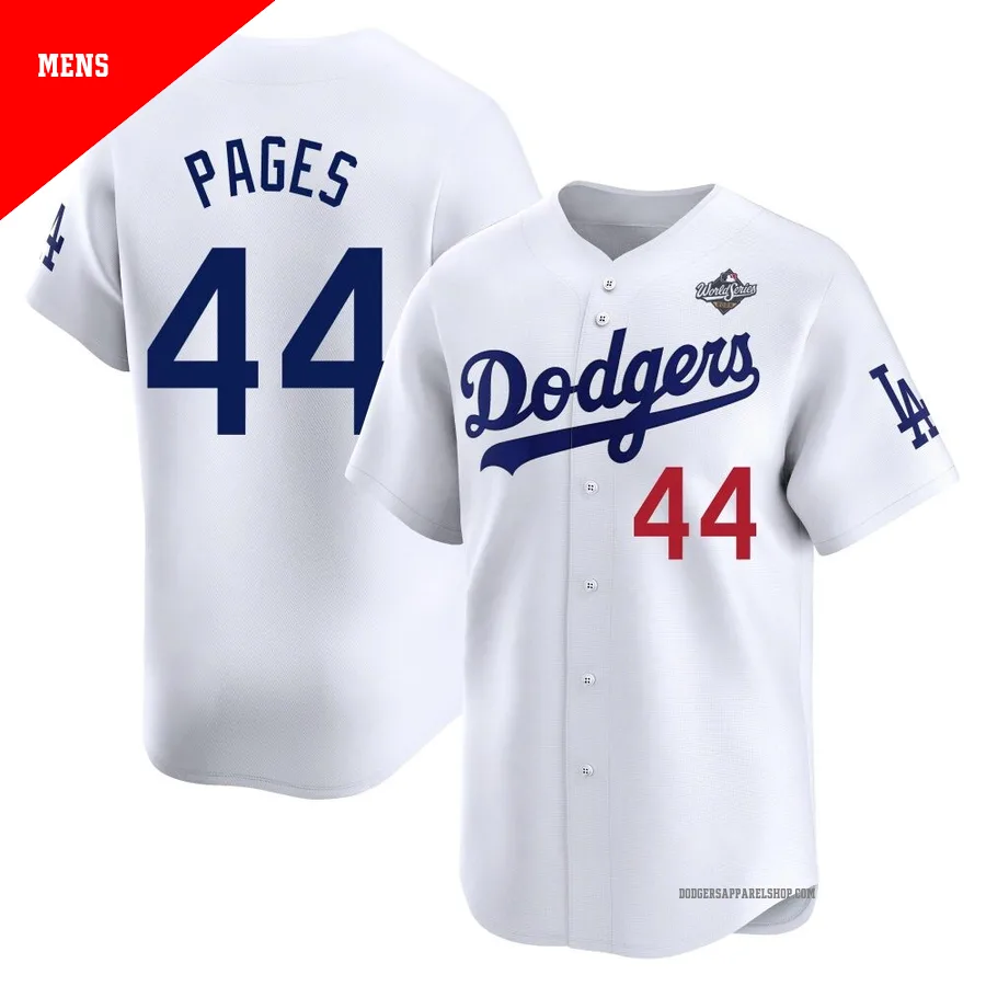 Men's Los Angeles Dodgers ＃44 Andy Pages White Limited Home 2025 World Series Jersey
