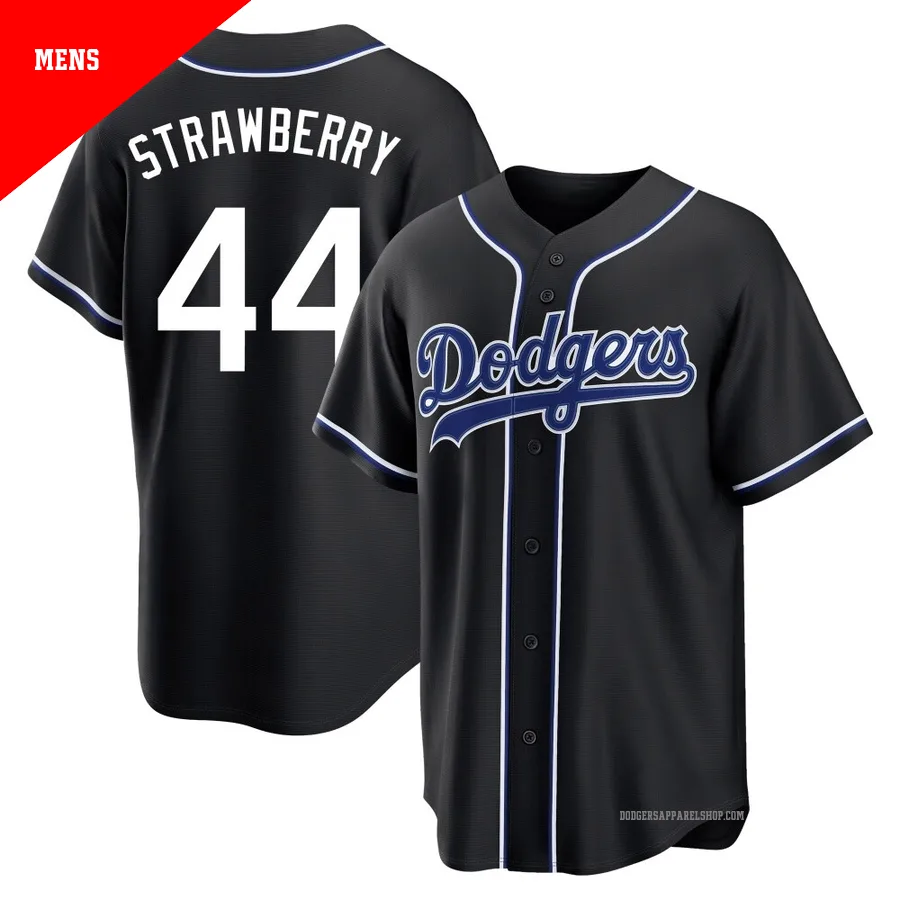 Men's Los Angeles Dodgers ＃44 Darryl Strawberry Black Replica Fashion Out Jersey