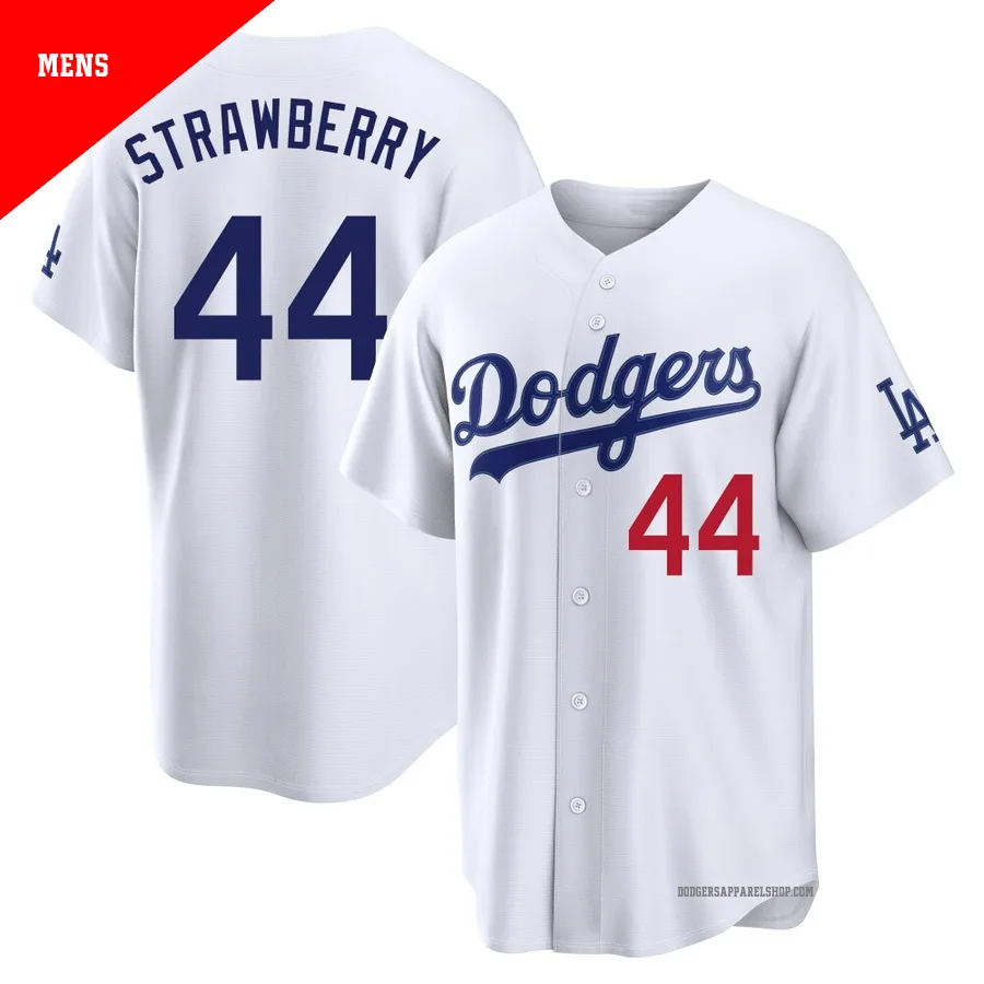 Men's Los Angeles Dodgers ＃44 Darryl Strawberry White Limited Home Stadium Jersey
