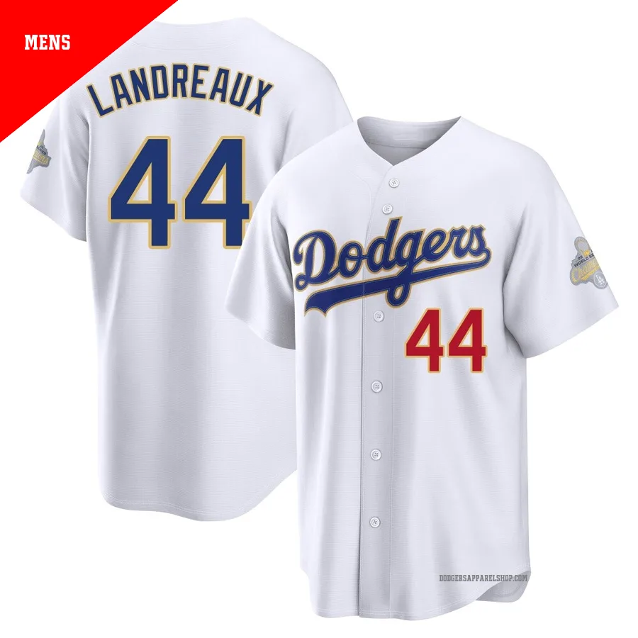 Men's Los Angeles Dodgers ＃44 Ken Landreaux Gold Limited White 2026 Collection Stadium Jersey