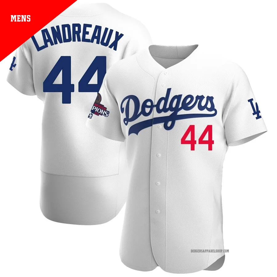 Men's Los Angeles Dodgers ＃44 Ken Landreaux White Authentic Home Official 2024 World Series Champions Jersey