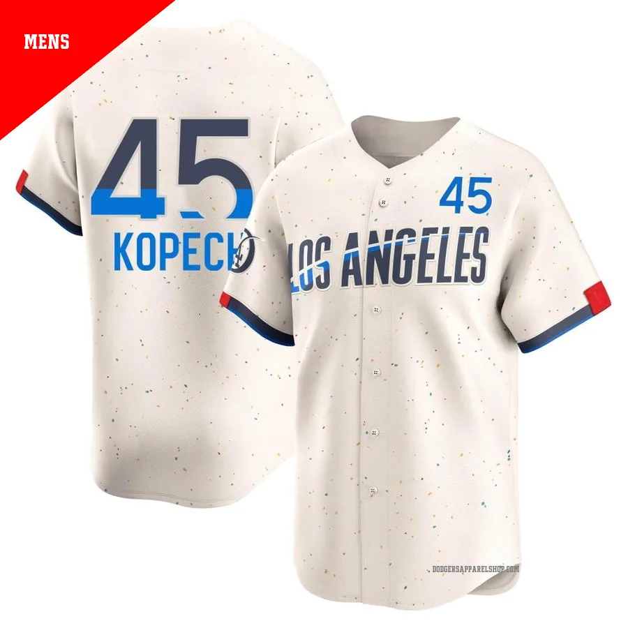 Men's Los Angeles Dodgers ＃45 Michael Kopech Cream Limited 2024 City Connect Jersey