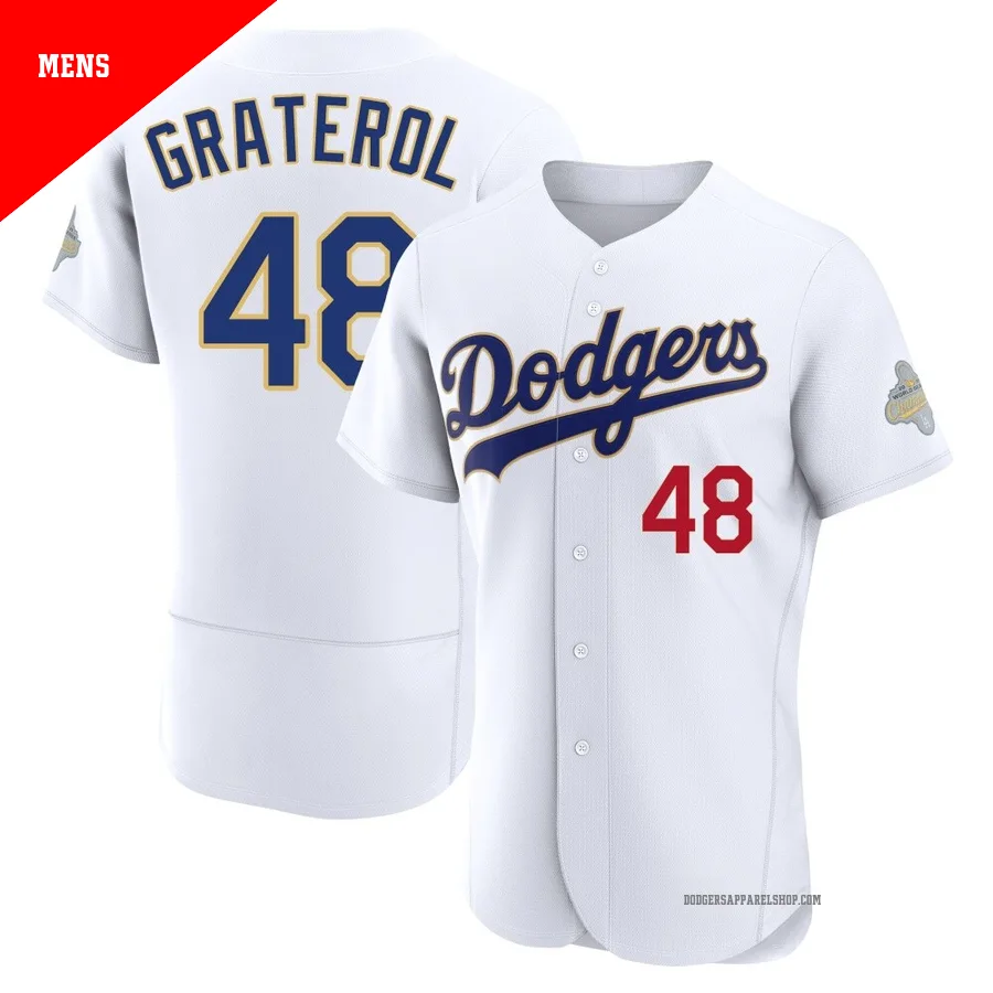 Men's Los Angeles Dodgers ＃48 Brusdar Graterol Gold Authentic White 2026 Collection Jersey