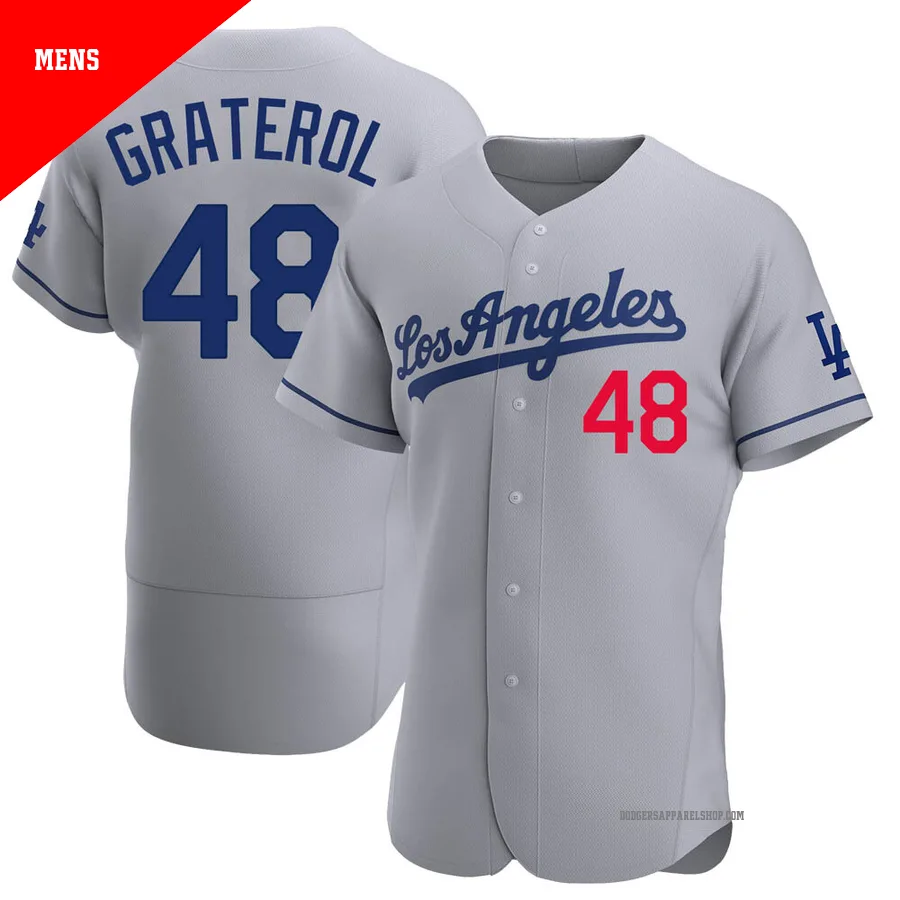 Men's Los Angeles Dodgers ＃48 Brusdar Graterol Gray Authentic Away Jersey