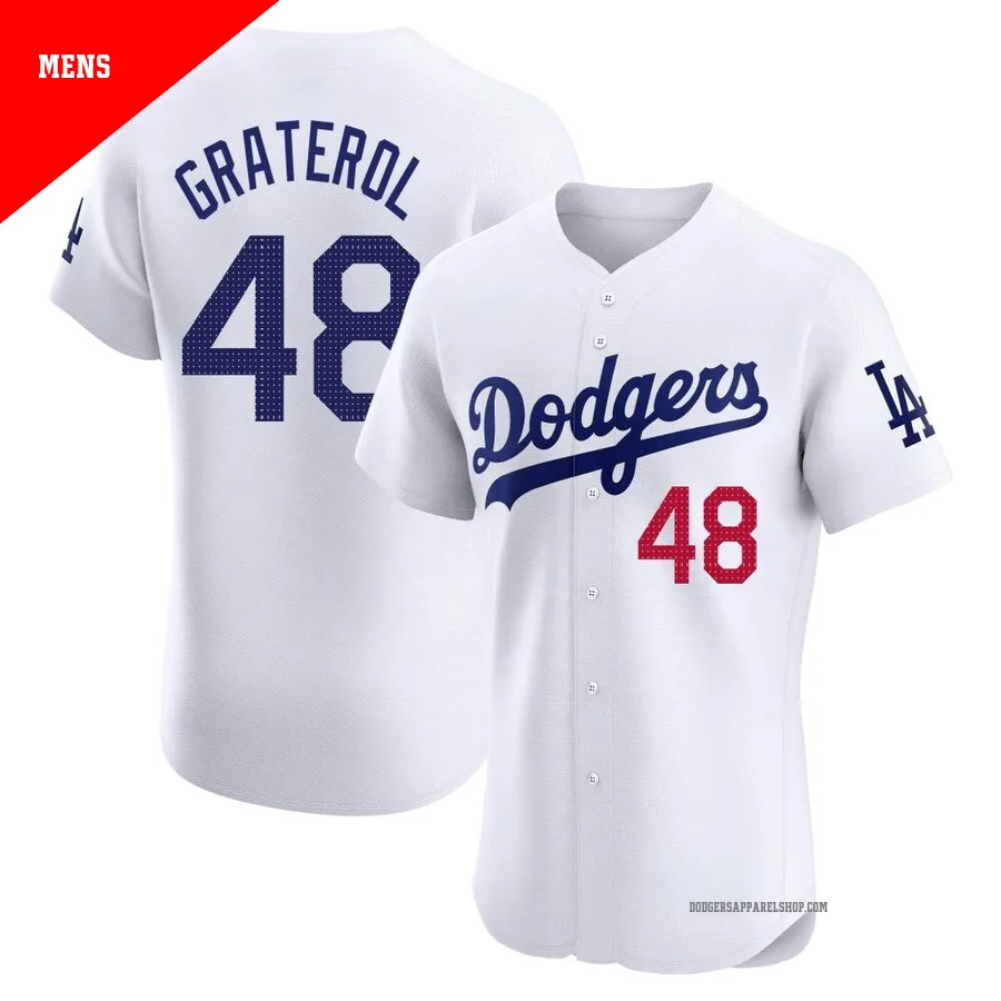 Men's Los Angeles Dodgers ＃48 Brusdar Graterol White Elite Home Jersey