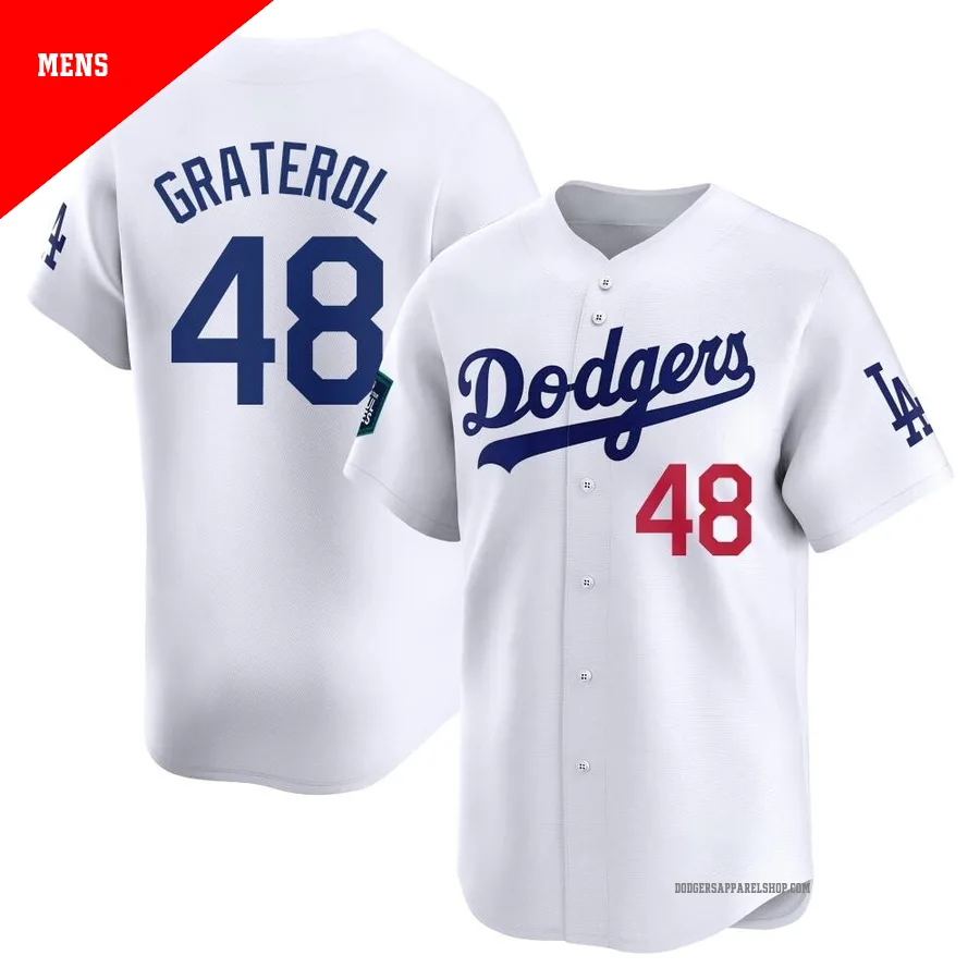 Men's Los Angeles Dodgers ＃48 Brusdar Graterol White Limited 2024 World Tour Seoul Series Home Jersey