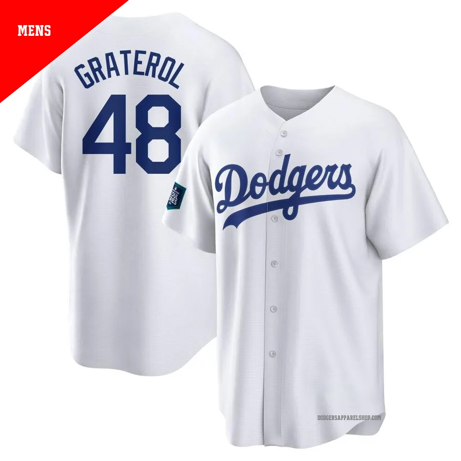 Men's Los Angeles Dodgers ＃48 Brusdar Graterol White Replica 2024 World Tour Seoul Series Home Jersey