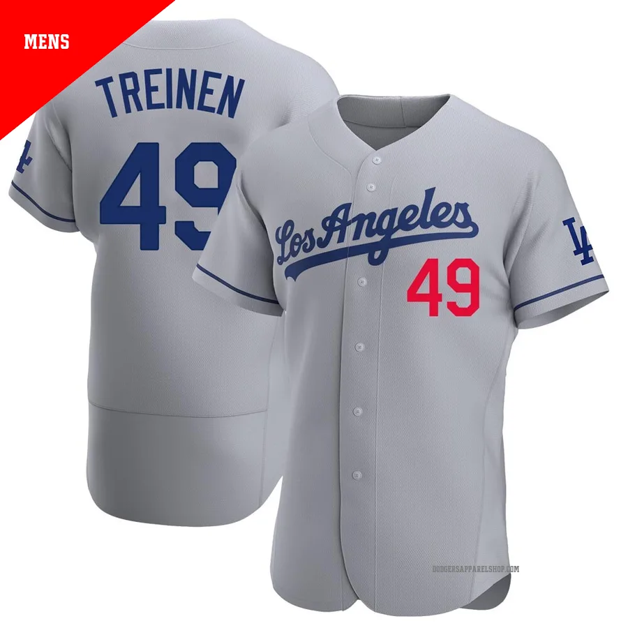 Men's Los Angeles Dodgers ＃49 Blake Treinen Gray Authentic Away Jersey