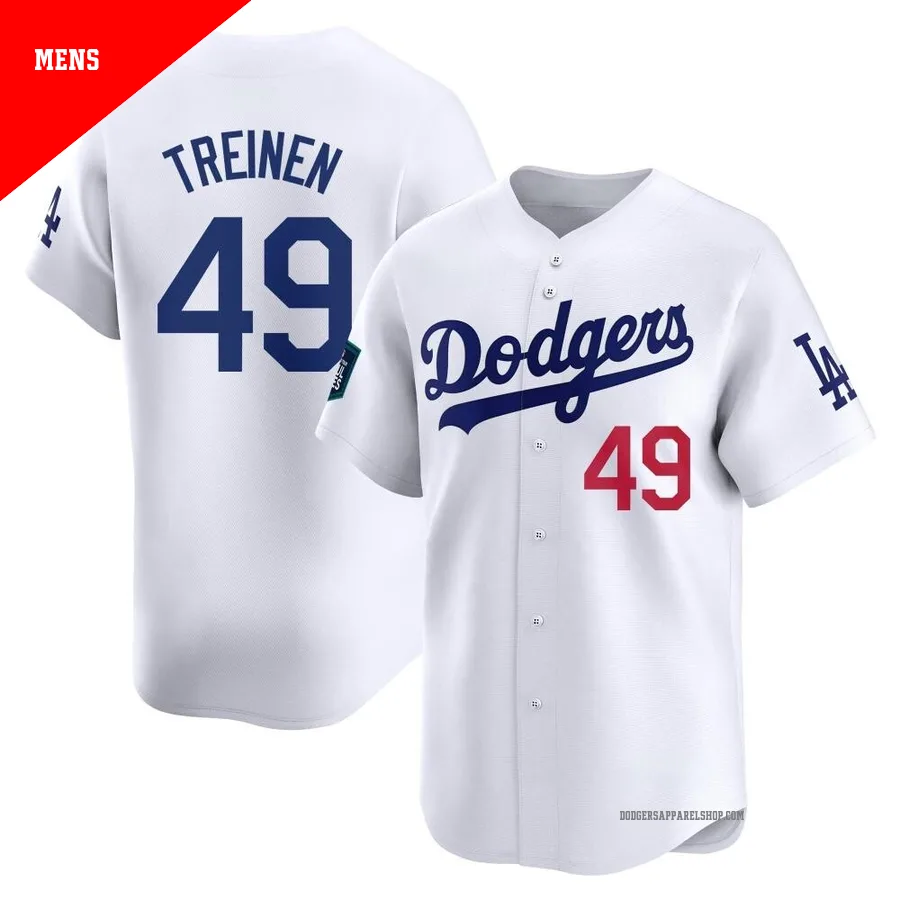 Men's Los Angeles Dodgers ＃49 Blake Treinen White Limited 2024 World Tour Seoul Series Home Jersey