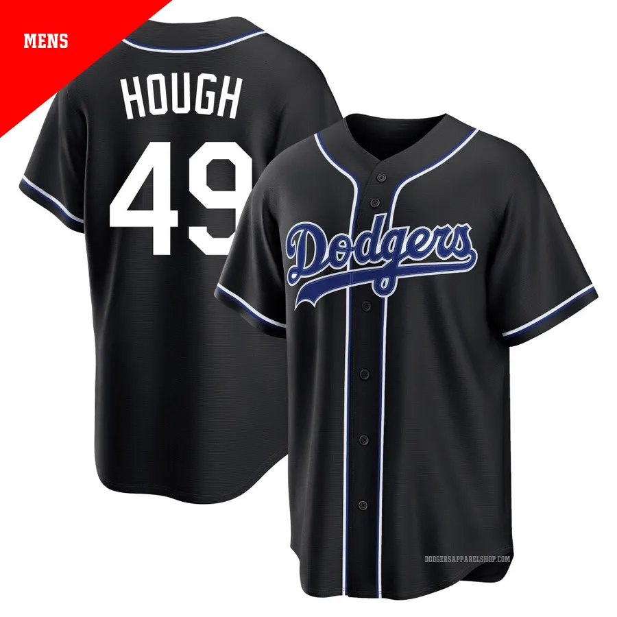 Men's Los Angeles Dodgers ＃49 Charlie Hough Black Replica Fashion Out Jersey