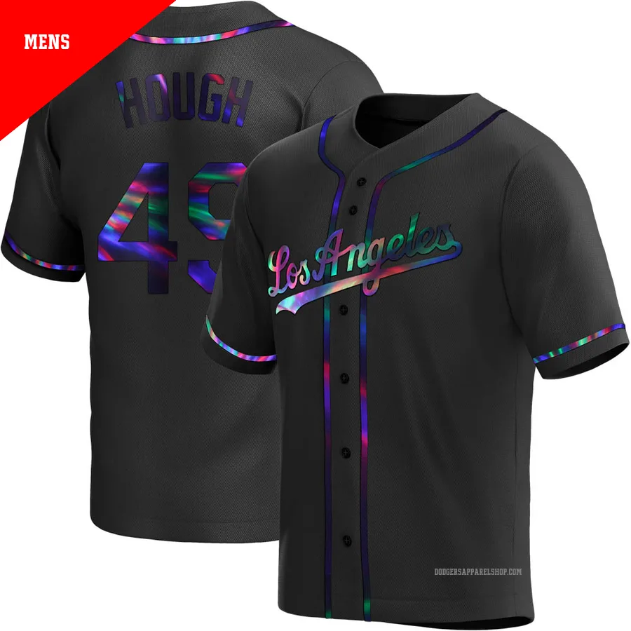 Men's Los Angeles Dodgers ＃49 Charlie Hough Black Replica Holographic Alternate Jersey