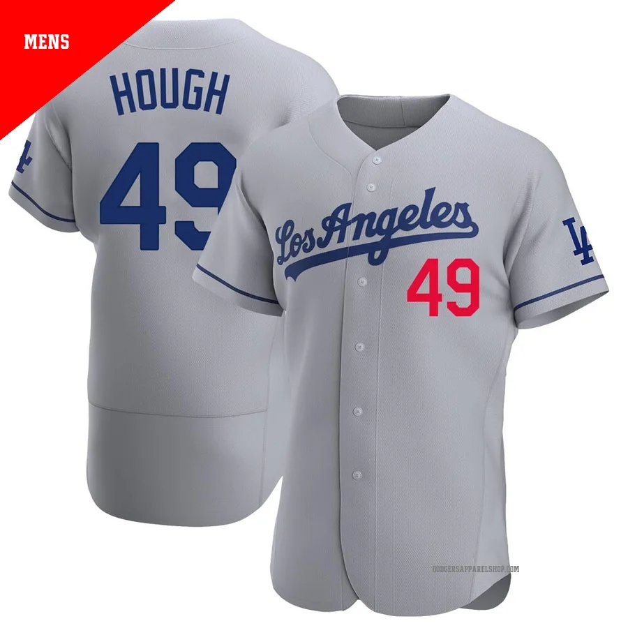Men's Los Angeles Dodgers ＃49 Charlie Hough Gray Authentic Away Jersey